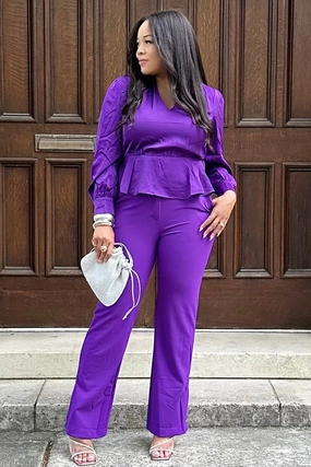 Robin Flare Leg Pants - Purple 40696 Neutral Look Layering Essential