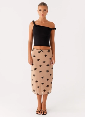 Flexible Performance Flat Seams Rocca Midi Skirt - Nude