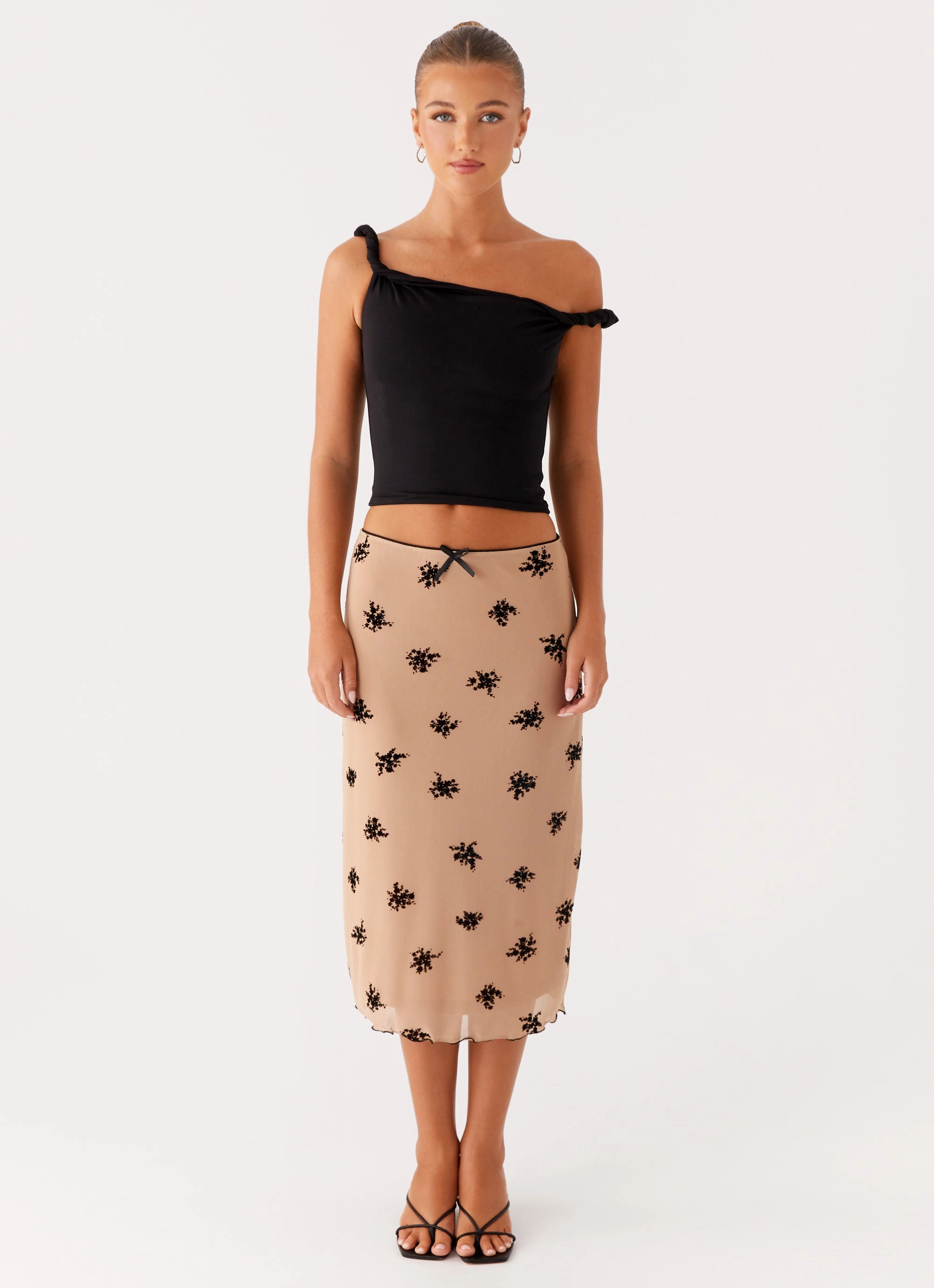 Flexible Performance Flat Seams Rocca Midi Skirt - Nude
