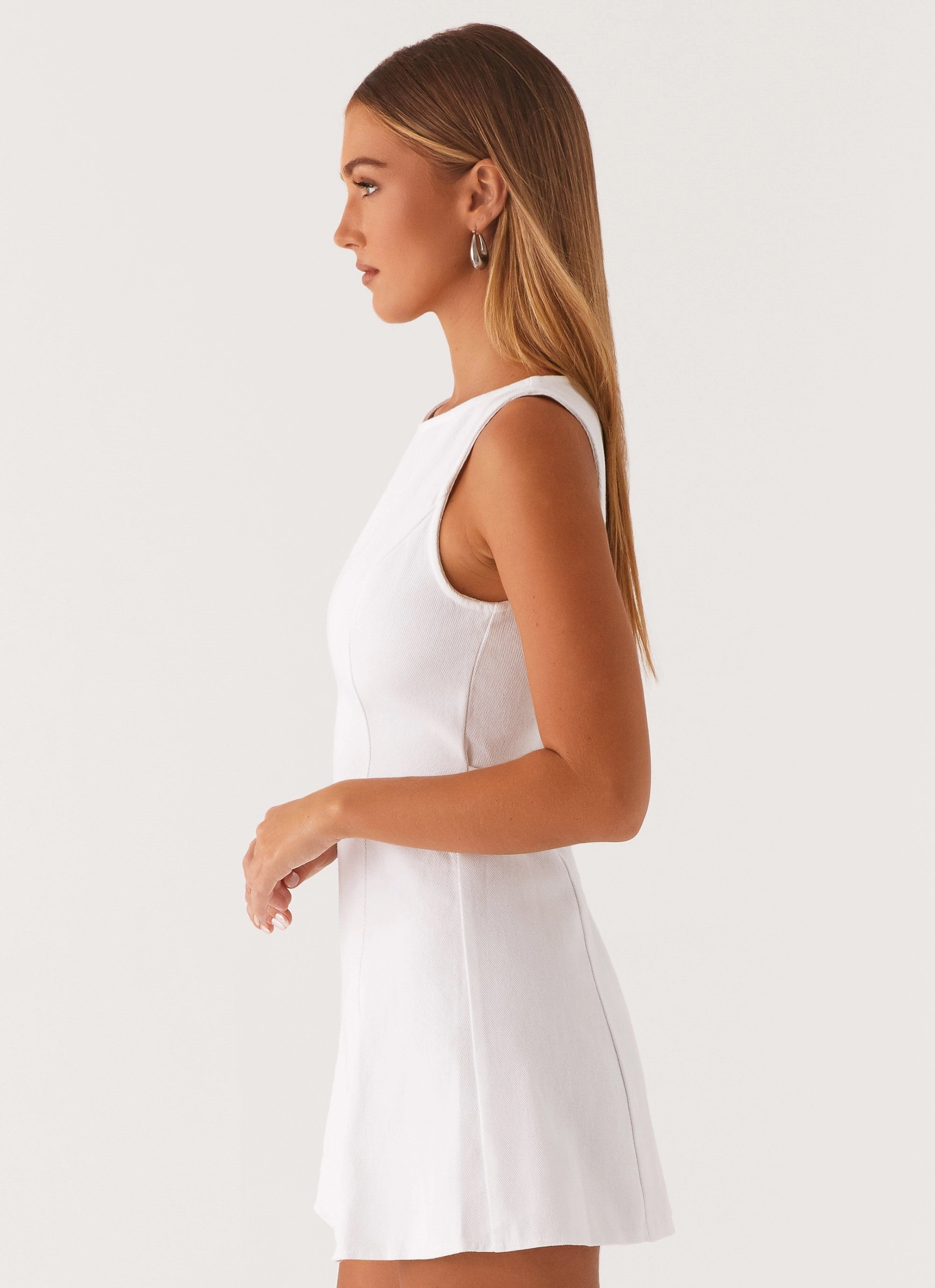 Rochelle Denim Mini Dress - White Edge Shape
