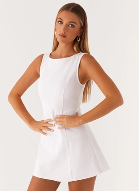 Lounge Cut Velvet-Touch Rochelle Denim Mini Dress - White