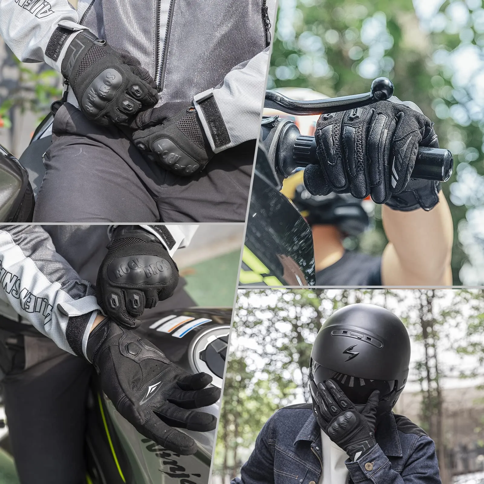 ROCKBROS Summer Motorcycle Gloves - Breathable, Touchscreen Hard Knuckle Gloves for Men Women
