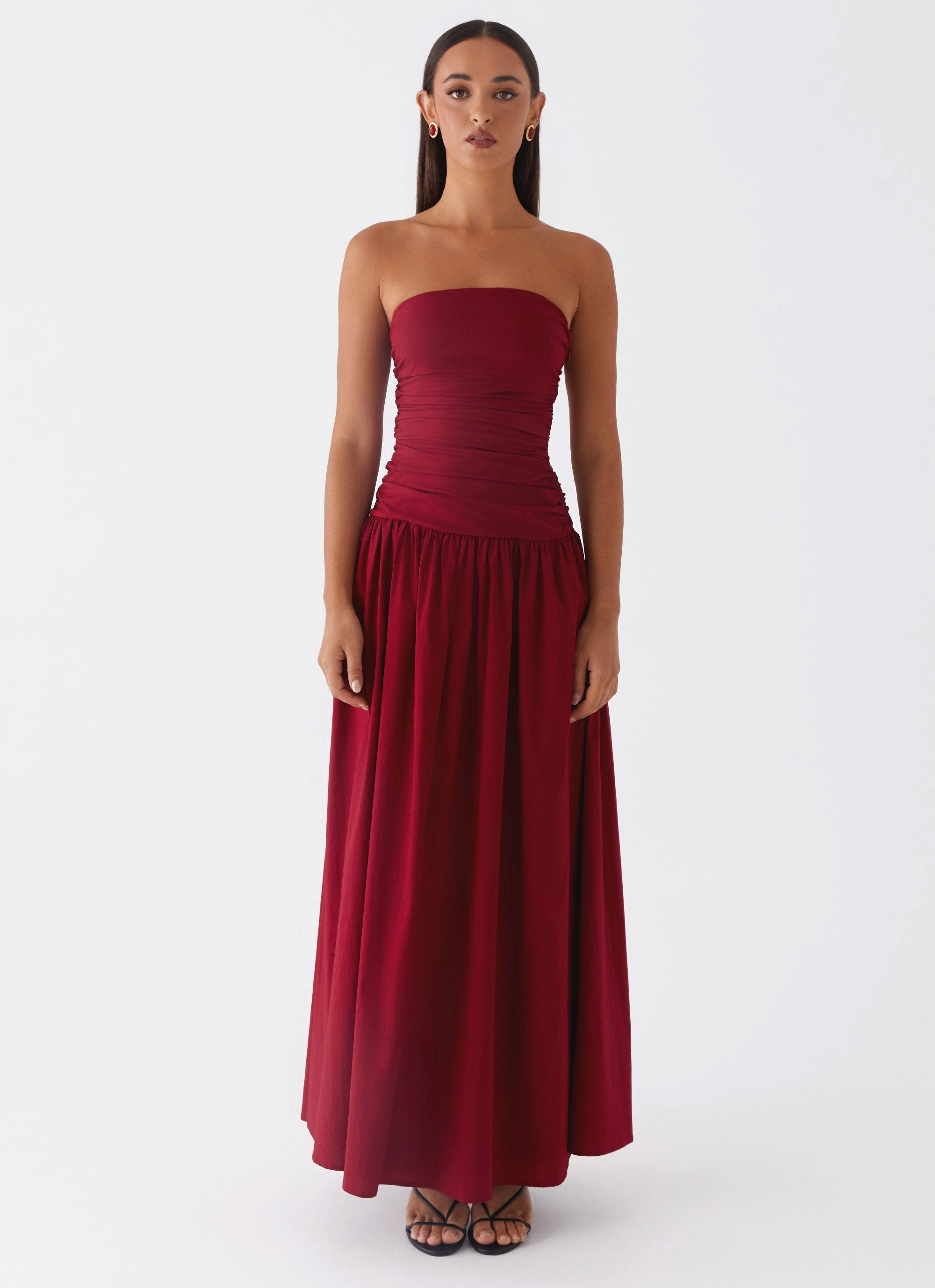Carmel Maxi Dress - Merlot Tailored Waistband