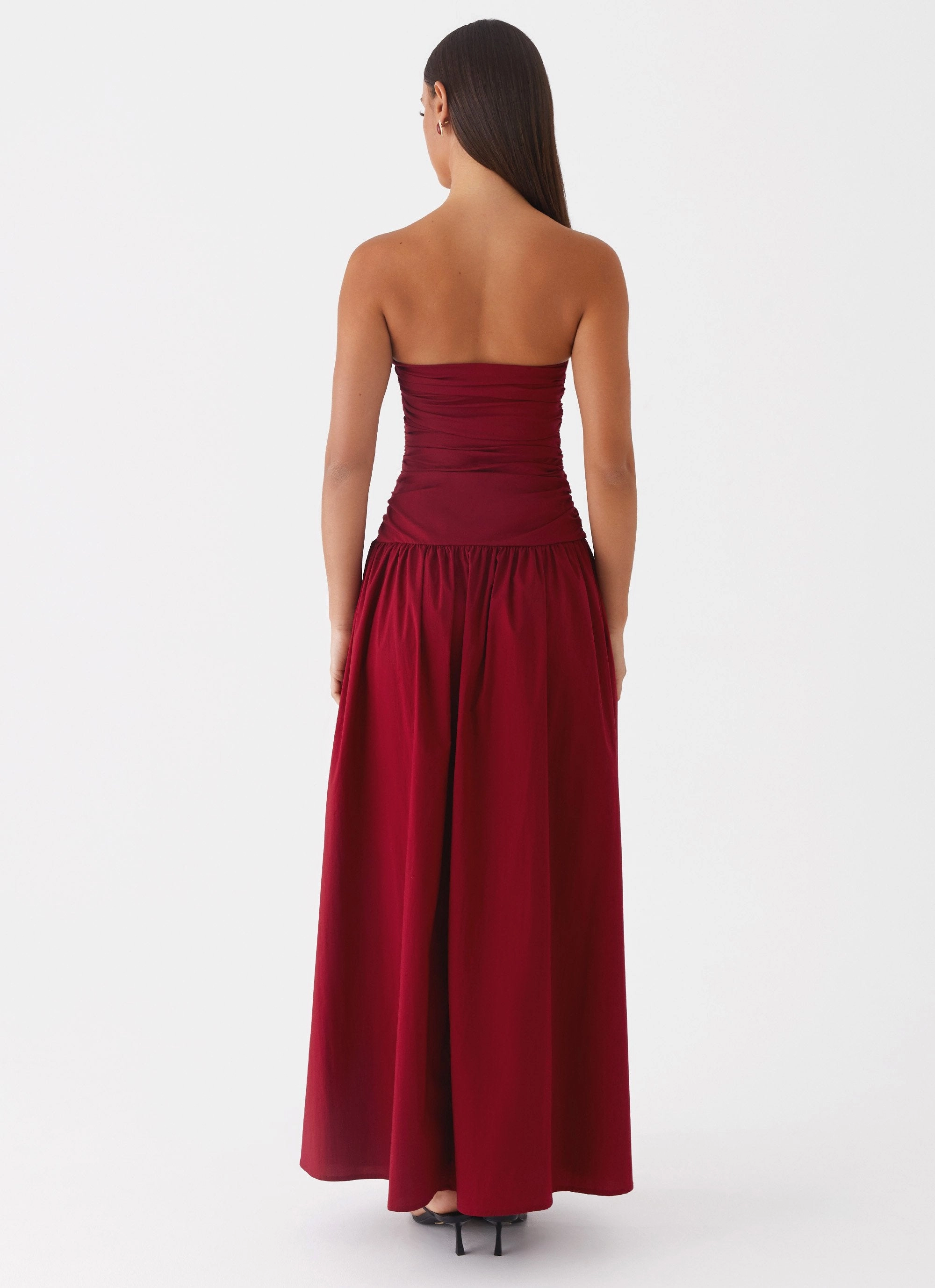 Effortless Waist Design Carmel Maxi Dress - Merlot