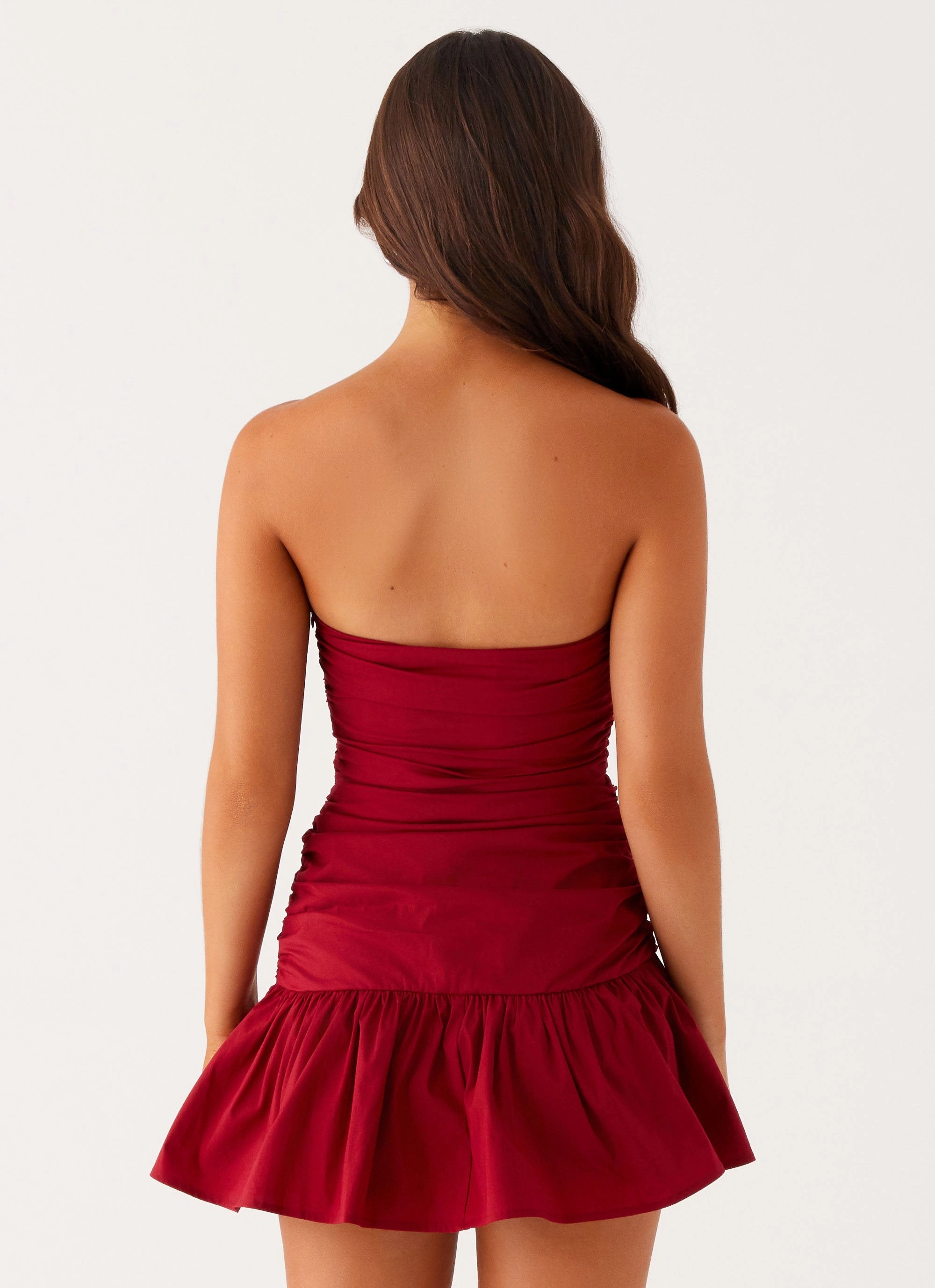 Carmel Mini Dress - Merlot Curve-Enhancing Subtle Charm