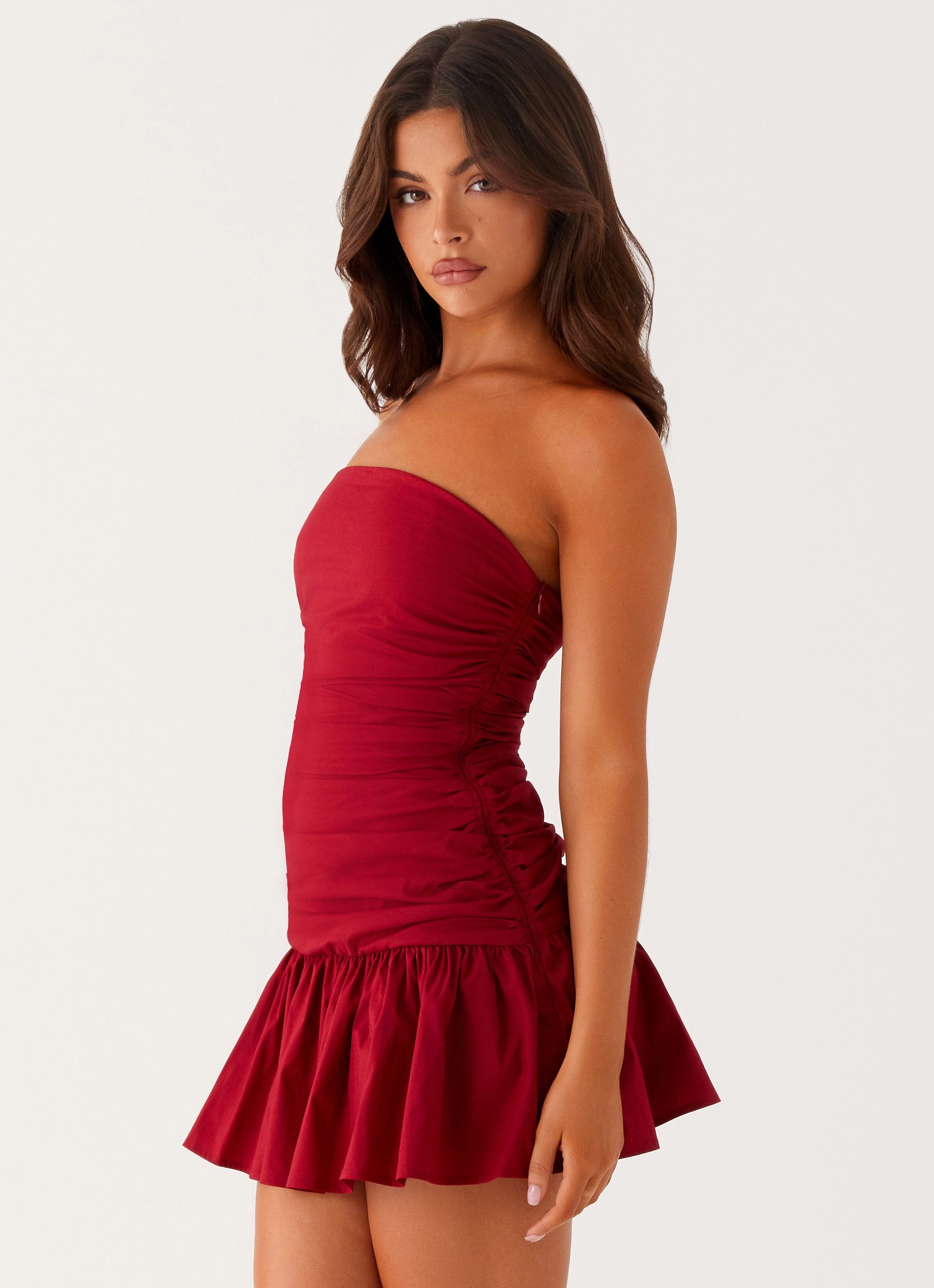 Carmel Mini Dress - Merlot Floral design