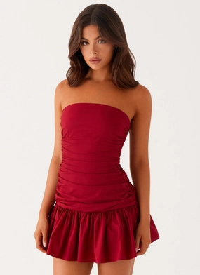 Carmel Mini Dress - Merlot Smart Detail