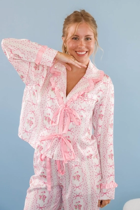 Rom-Com Marathon Pajama Top Ribbed Hem Finish