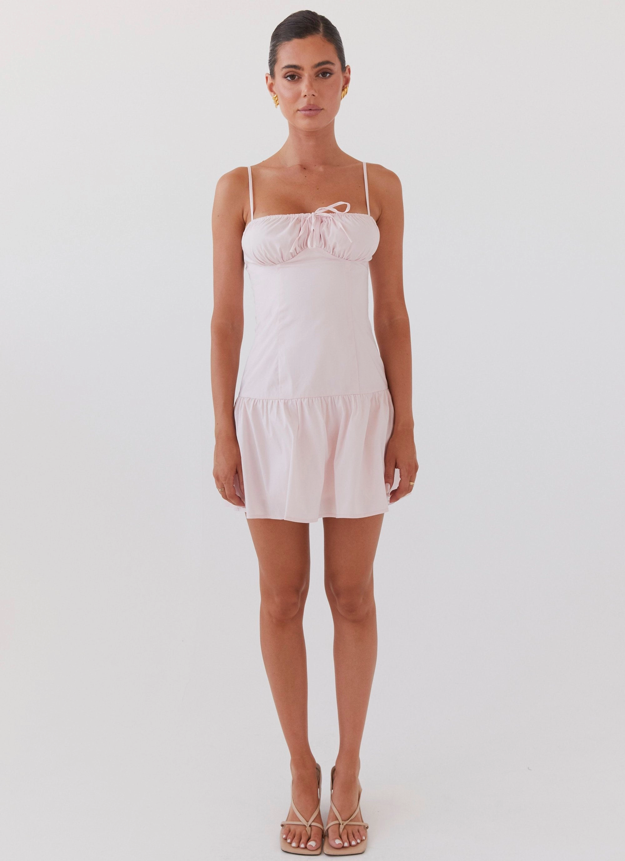 Romantic Charm Bustier Mini Dress - Baby Pink Lounge Style Workwear Comfort