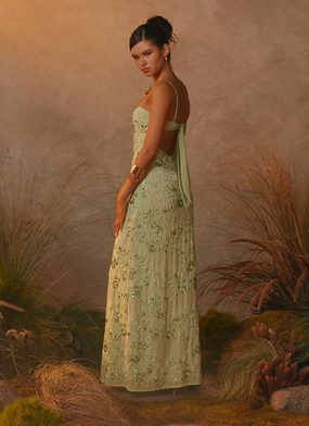 Celandine Beaded Maxi Dress - Lime Feminine Energy All Day Ready