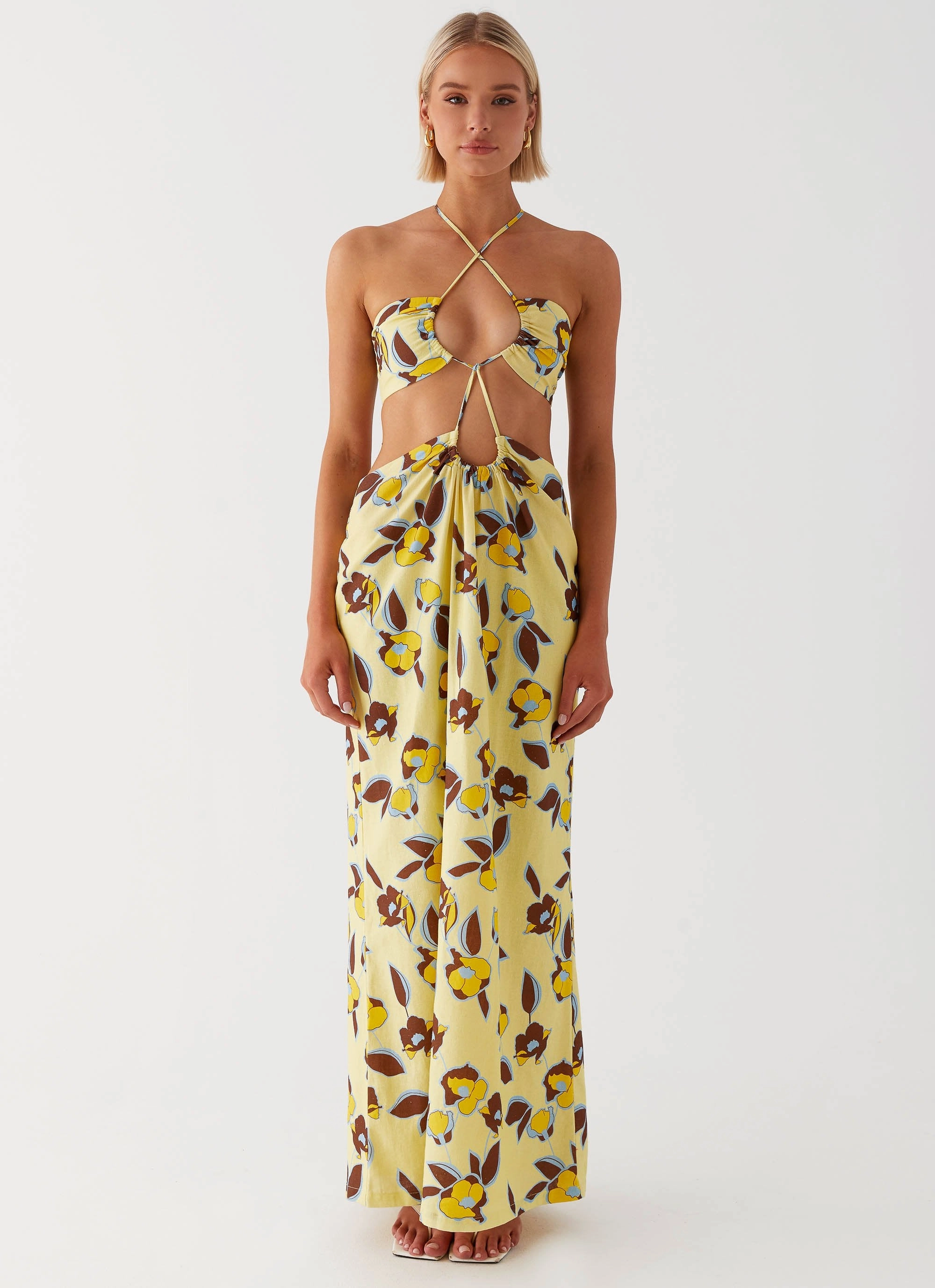 Nora Linen Maxi Dress - Primrose Soft Silhouette Sunset Hour