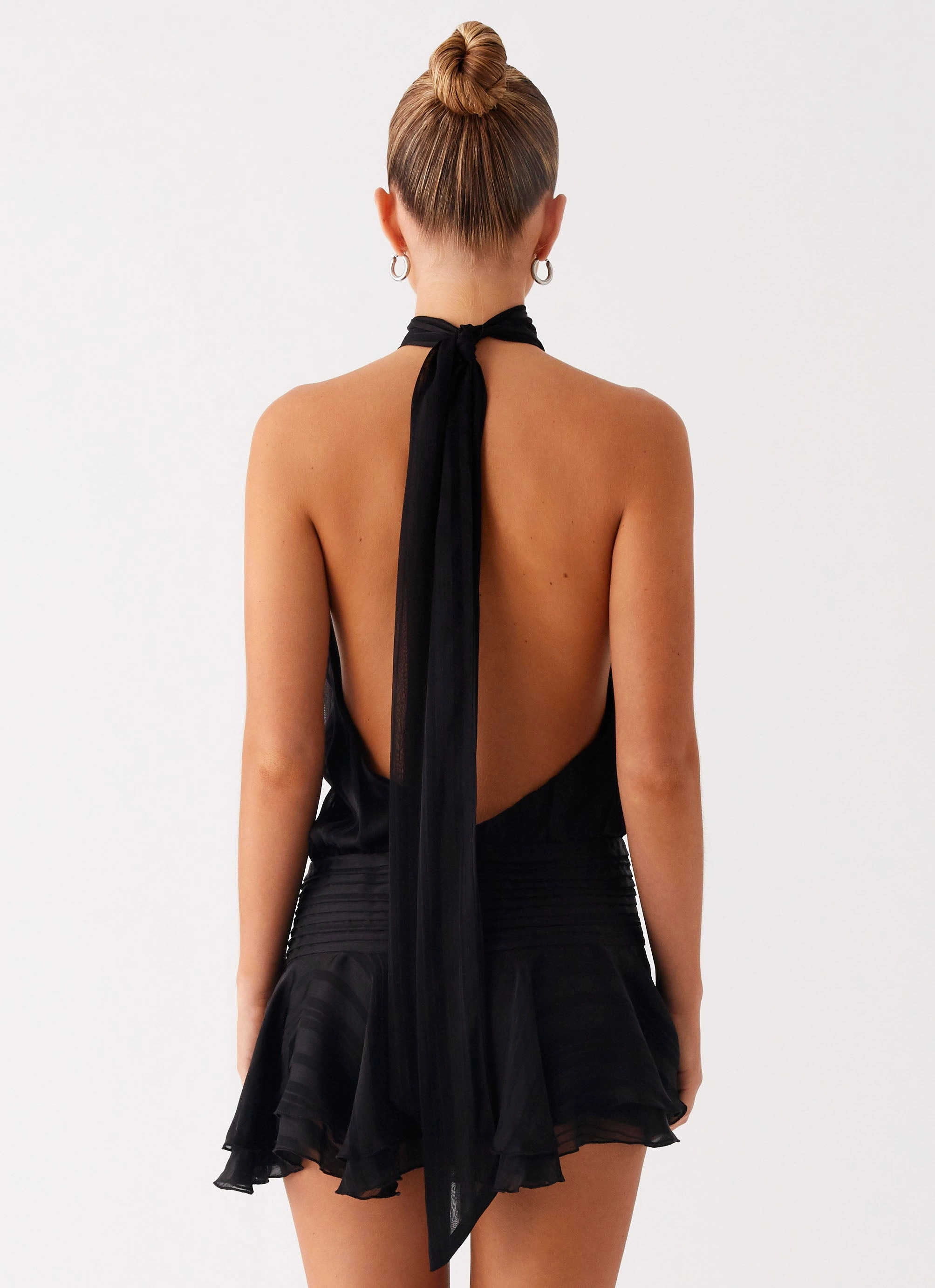 Casual Style Wear Casual Tones Willow Chiffon Mini Dress - Black