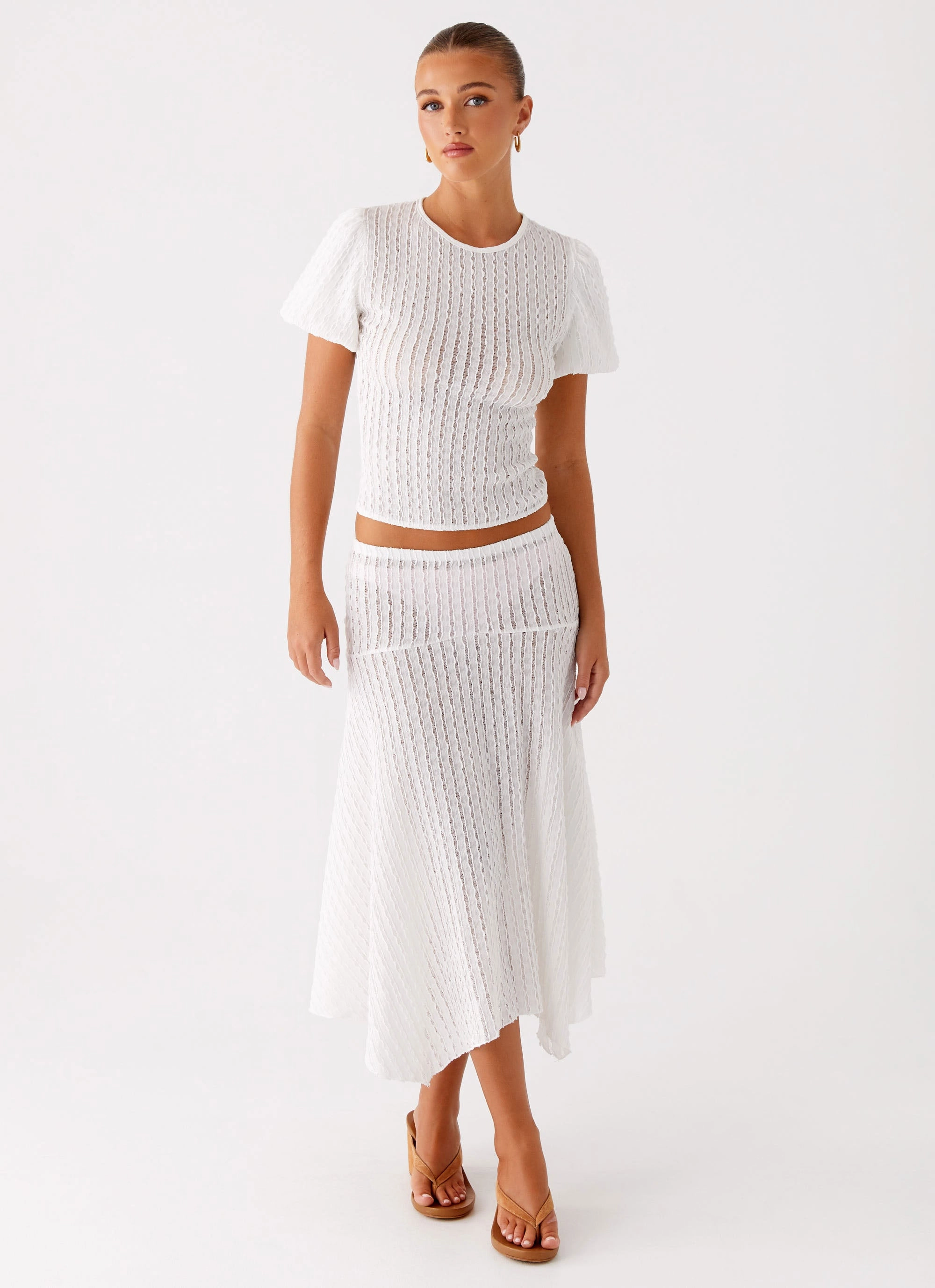 Smart Design Walk Friendly Katta Midi Skirt - Ivory