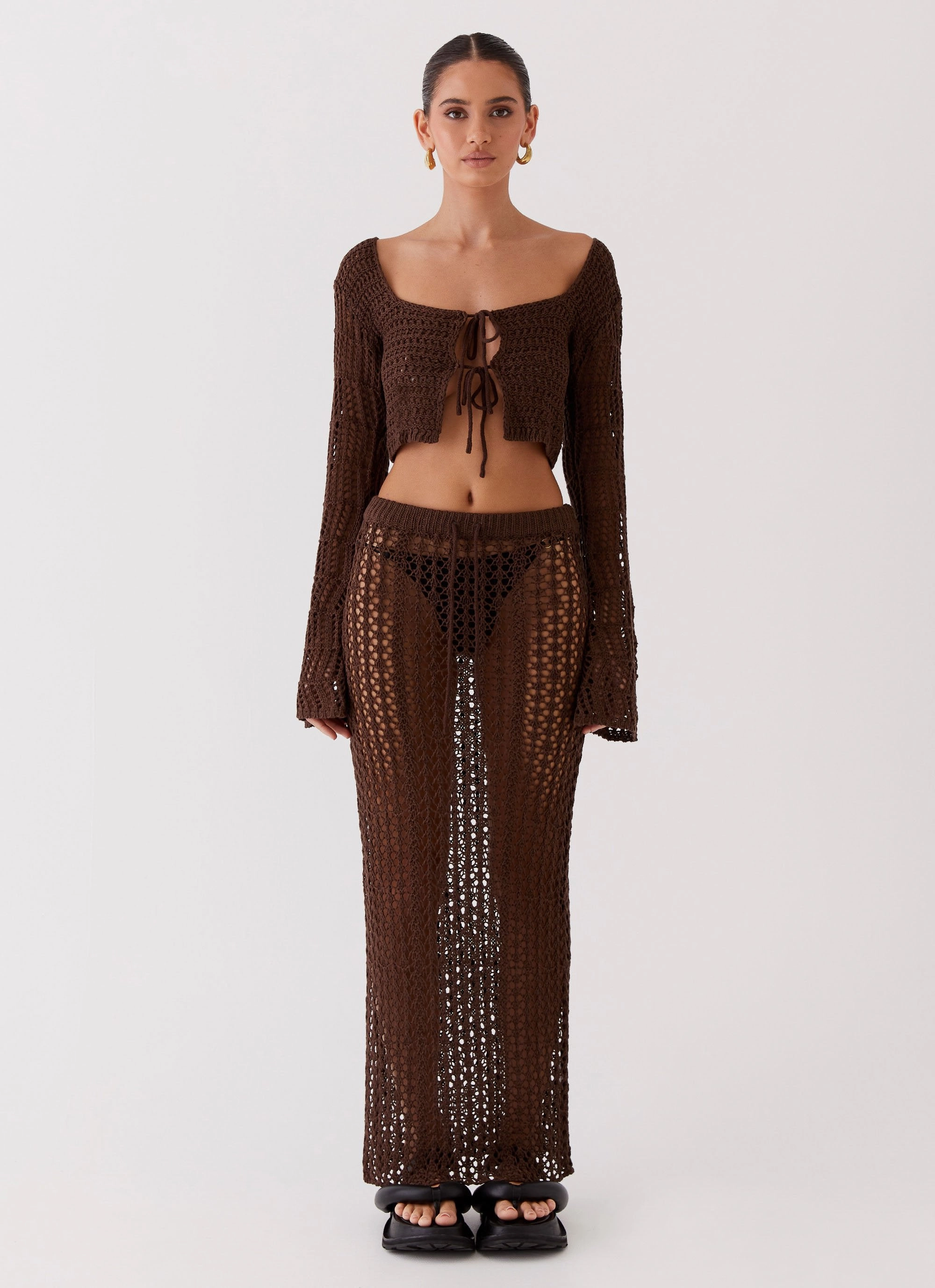 Chill Look Rosalina Crochet Maxi Skirt - Chocolate