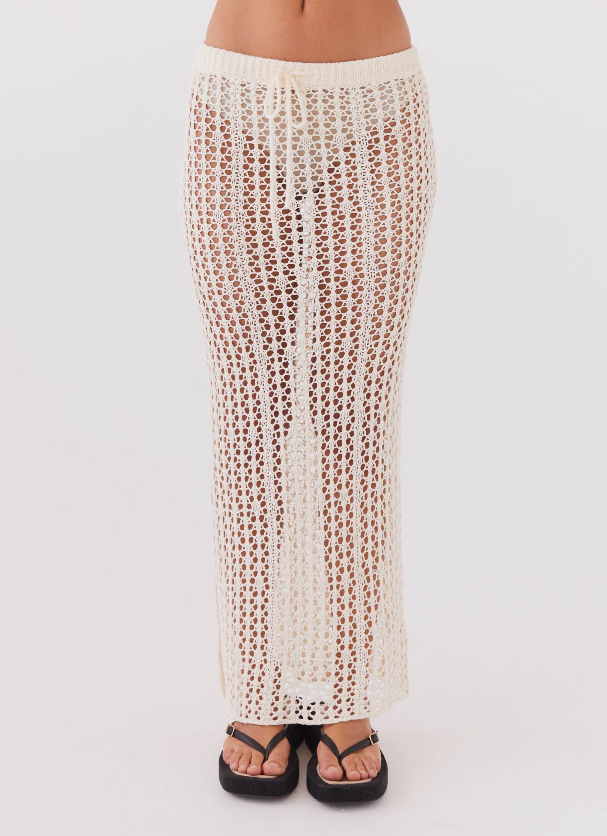 BreathableFabric Adjustable Hood Rosalina Crochet Maxi Skirt - Natural