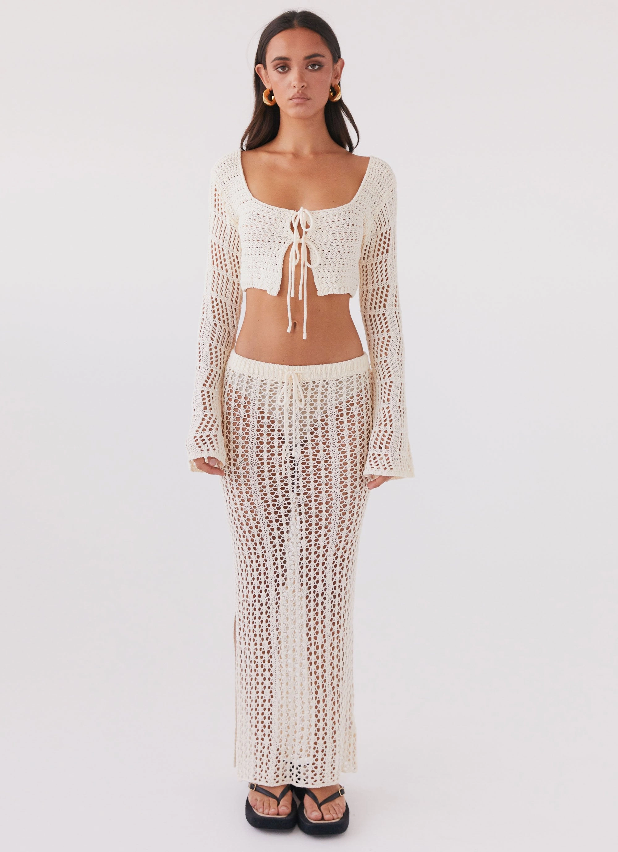 Rosalina Crochet Maxi Skirt - Natural Ultra Compact Packing Design