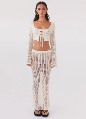 Rosalina Crochet Maxi Skirt - Natural Ultra Compact Packing Design