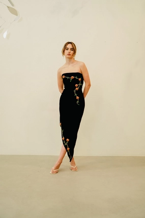 Rosette Velvet Dress Light Bow Smart Wear