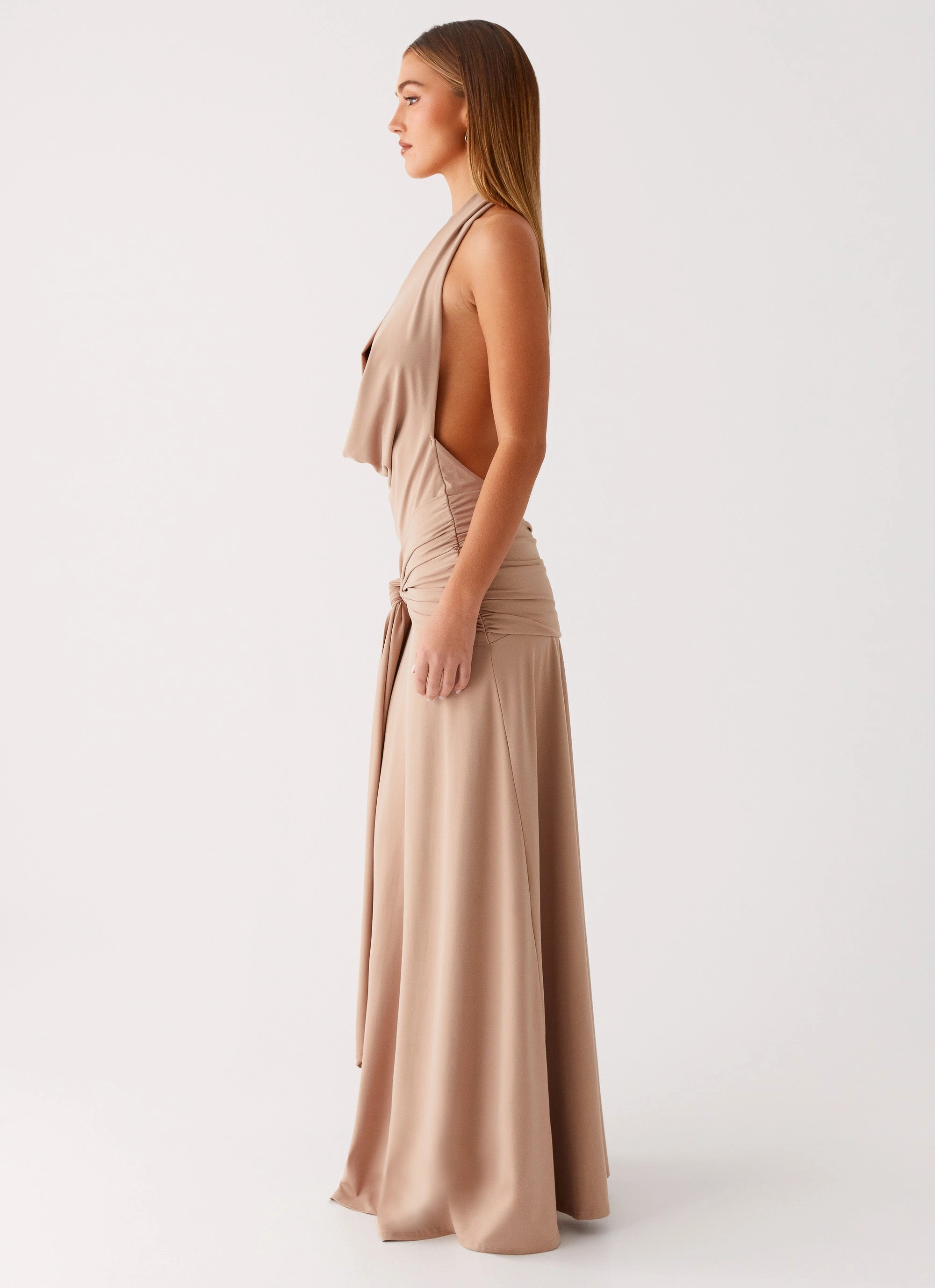 Rowan Ray Cowl Maxi Dress - Light Taupe Saturated Hue Easy Mood
