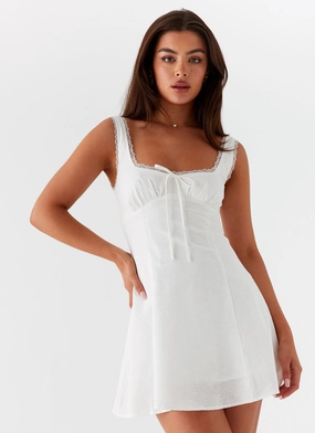 Rowena Mini Dress - White Elegant Vibe Party Floral