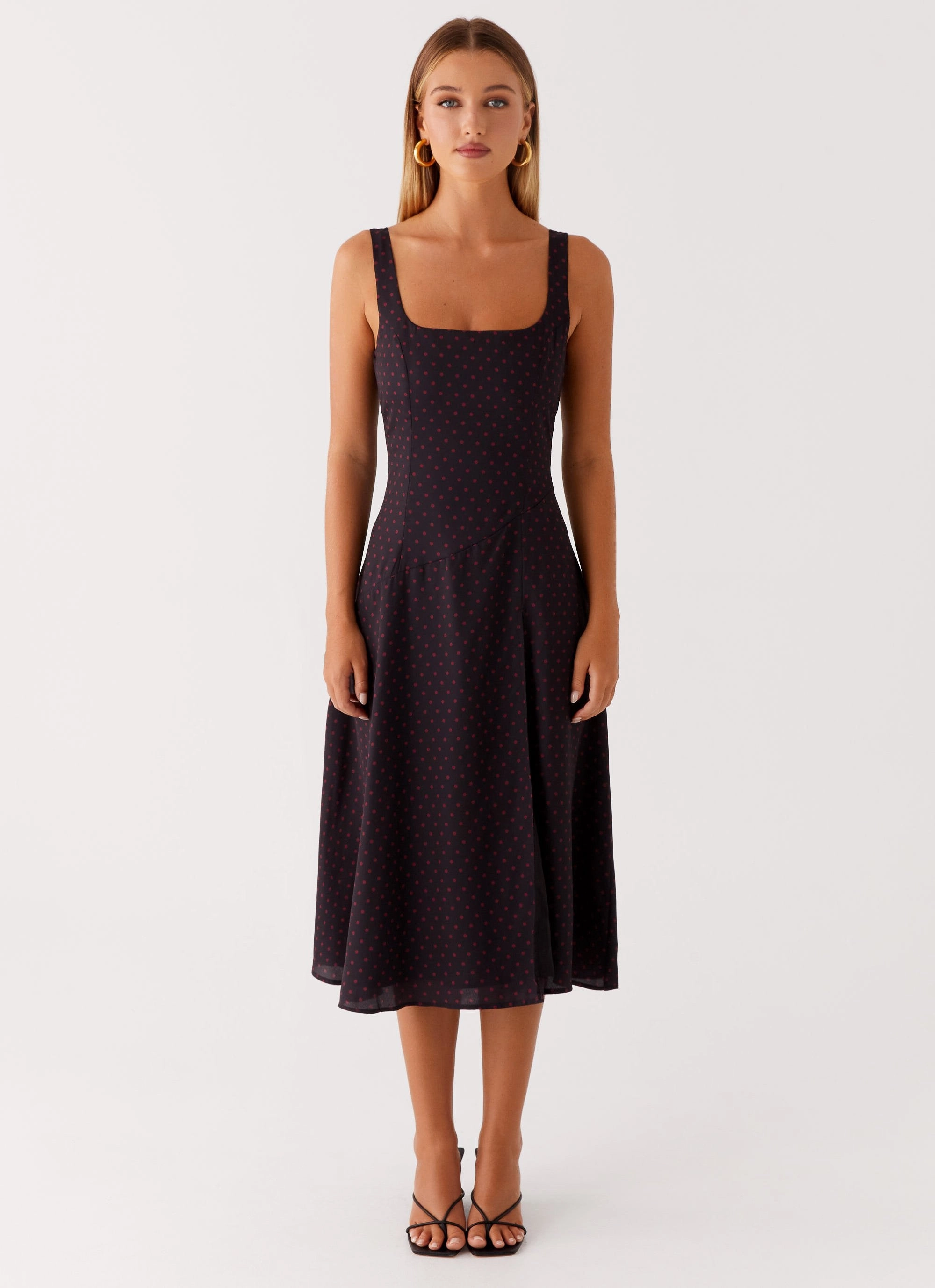 Rowyn Midi Dress - Black Polka Dot Morning Glow Style Option