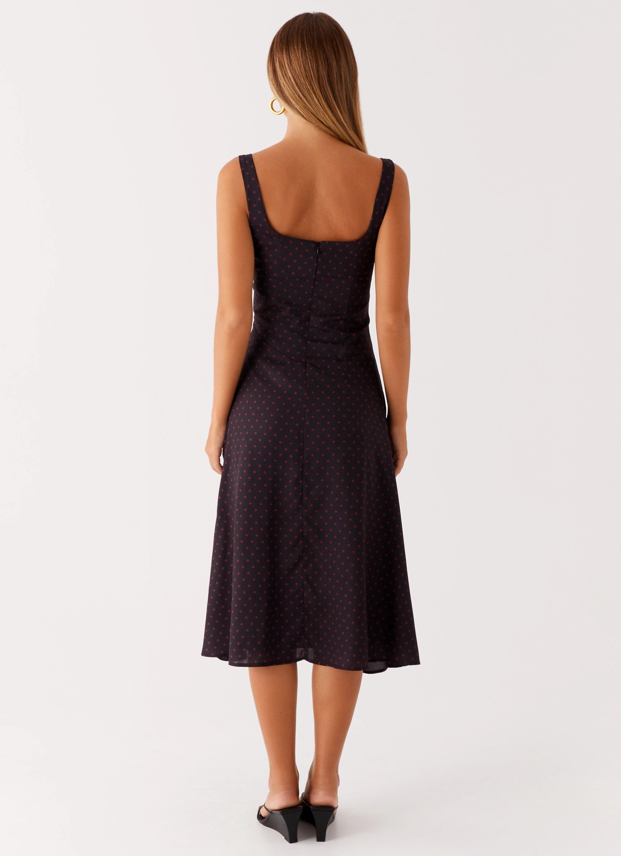 Travel-Pack Rowyn Midi Dress - Black Polka Dot