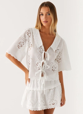 Summer Escape Embroidered Top - White DurableWeave