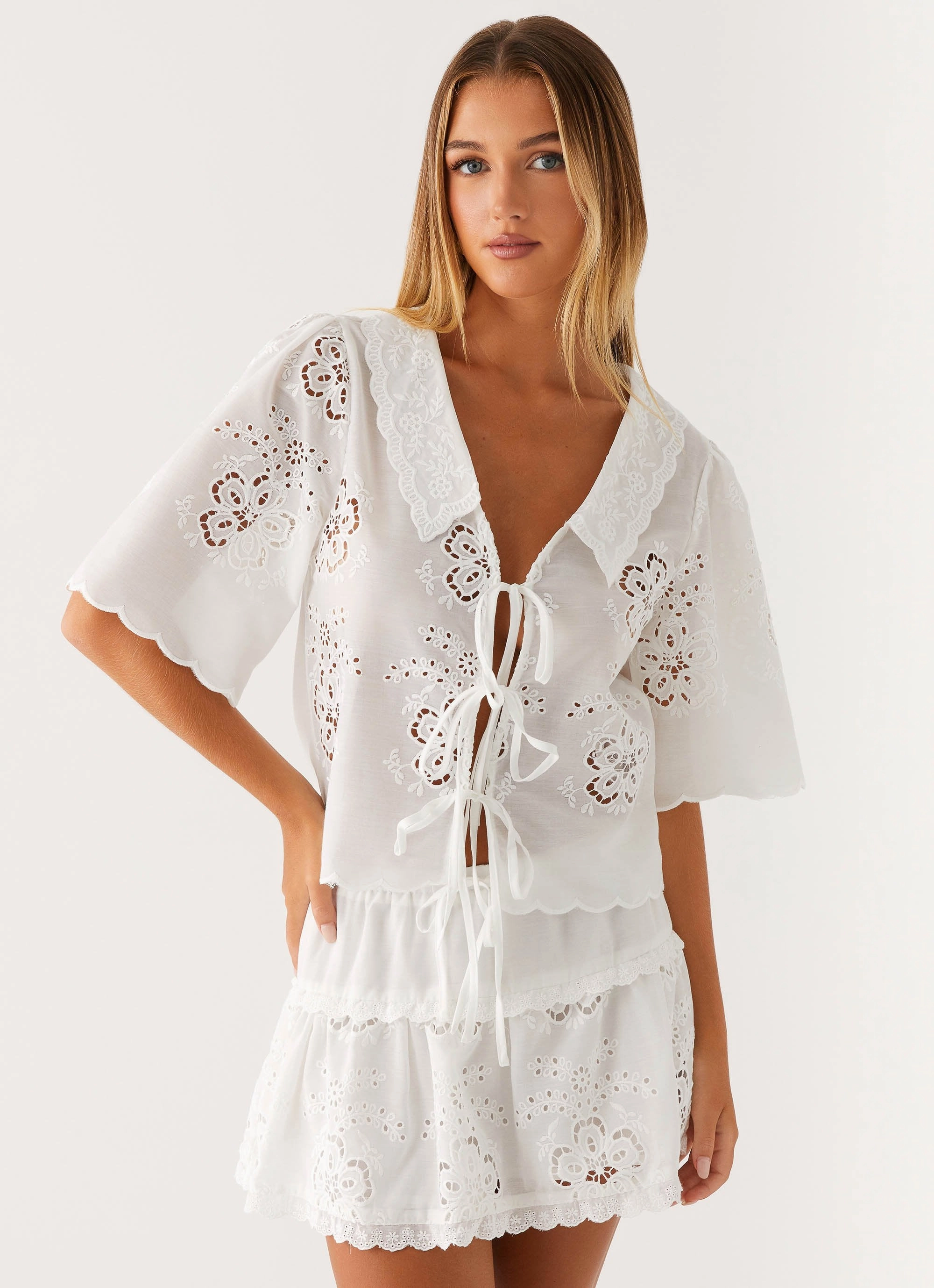Summer Escape Embroidered Top - White DurableWeave
