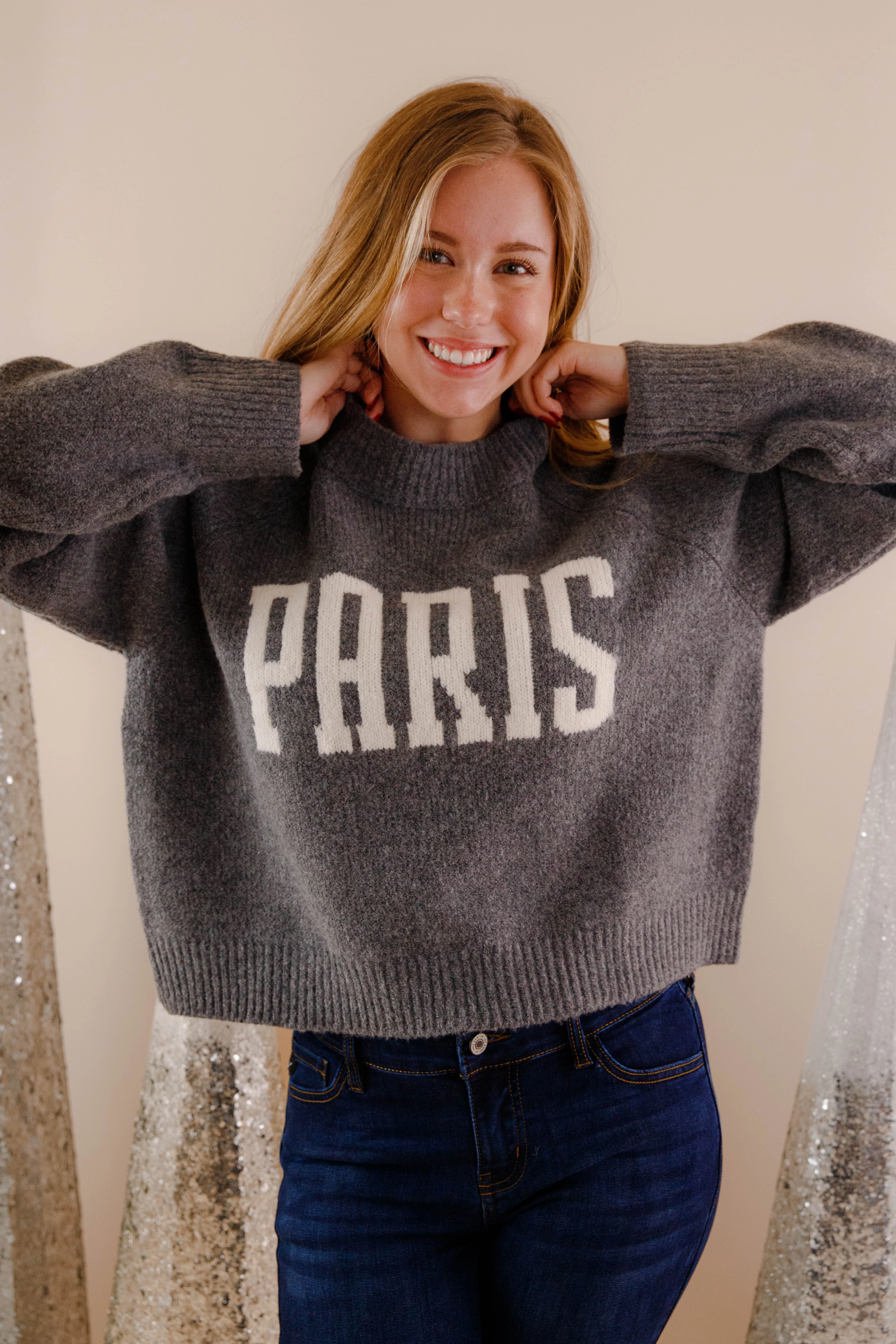 Sheer Overlay Material The Big City Sweater-Paris
