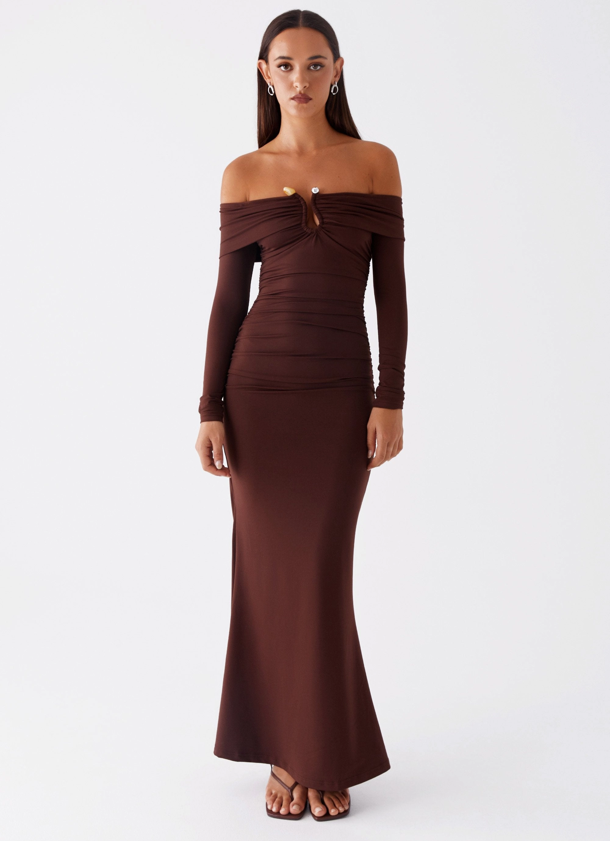 Rudy Long Sleeve Maxi Dress - Chocolate Sweet Mood