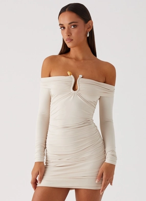 Comfortable and Chic Polished and Elegant Rudy Long Sleeve Mini Dress - Ivory