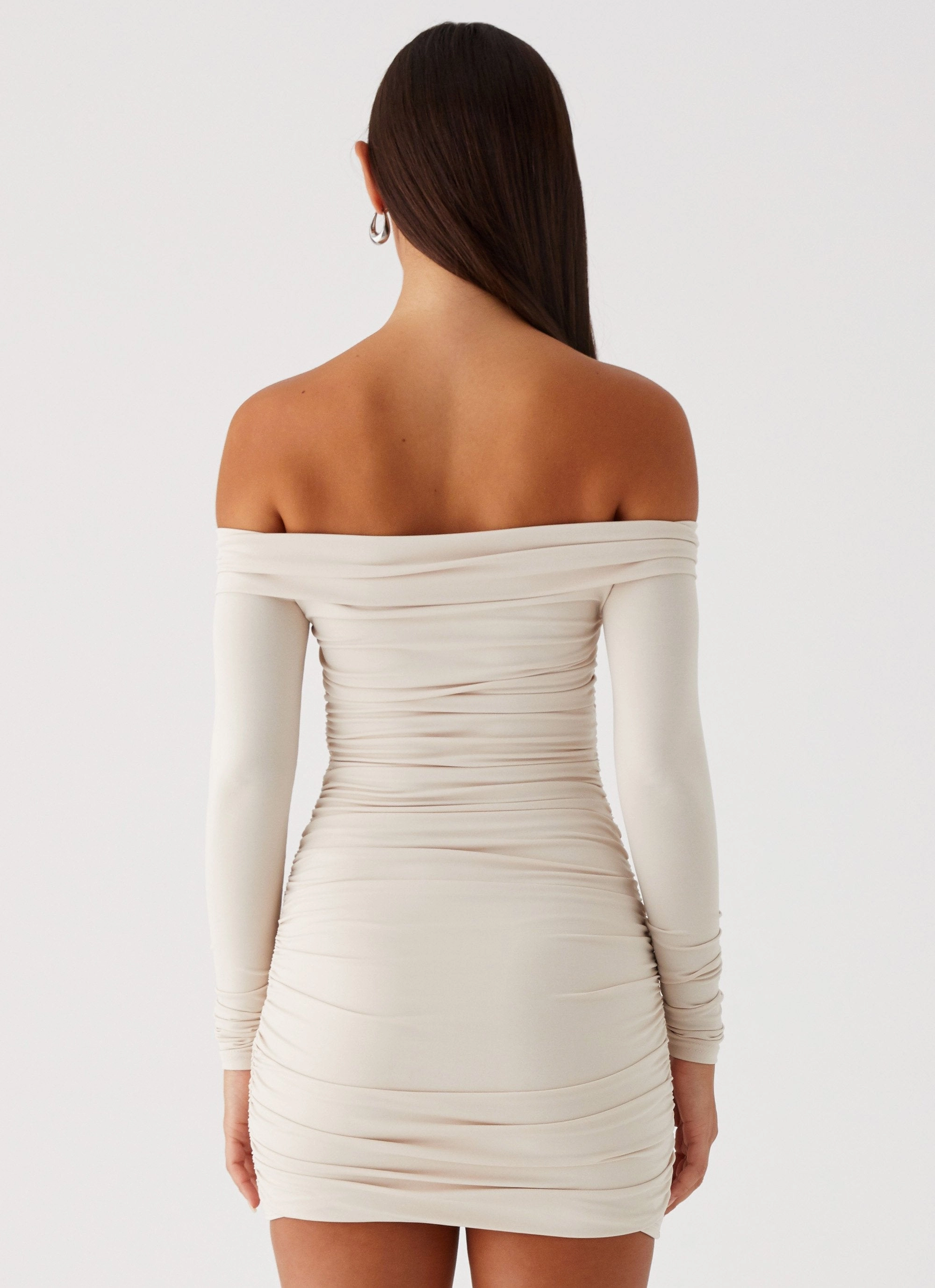 Fresh Appeal Silky Finish Rudy Long Sleeve Mini Dress - Ivory