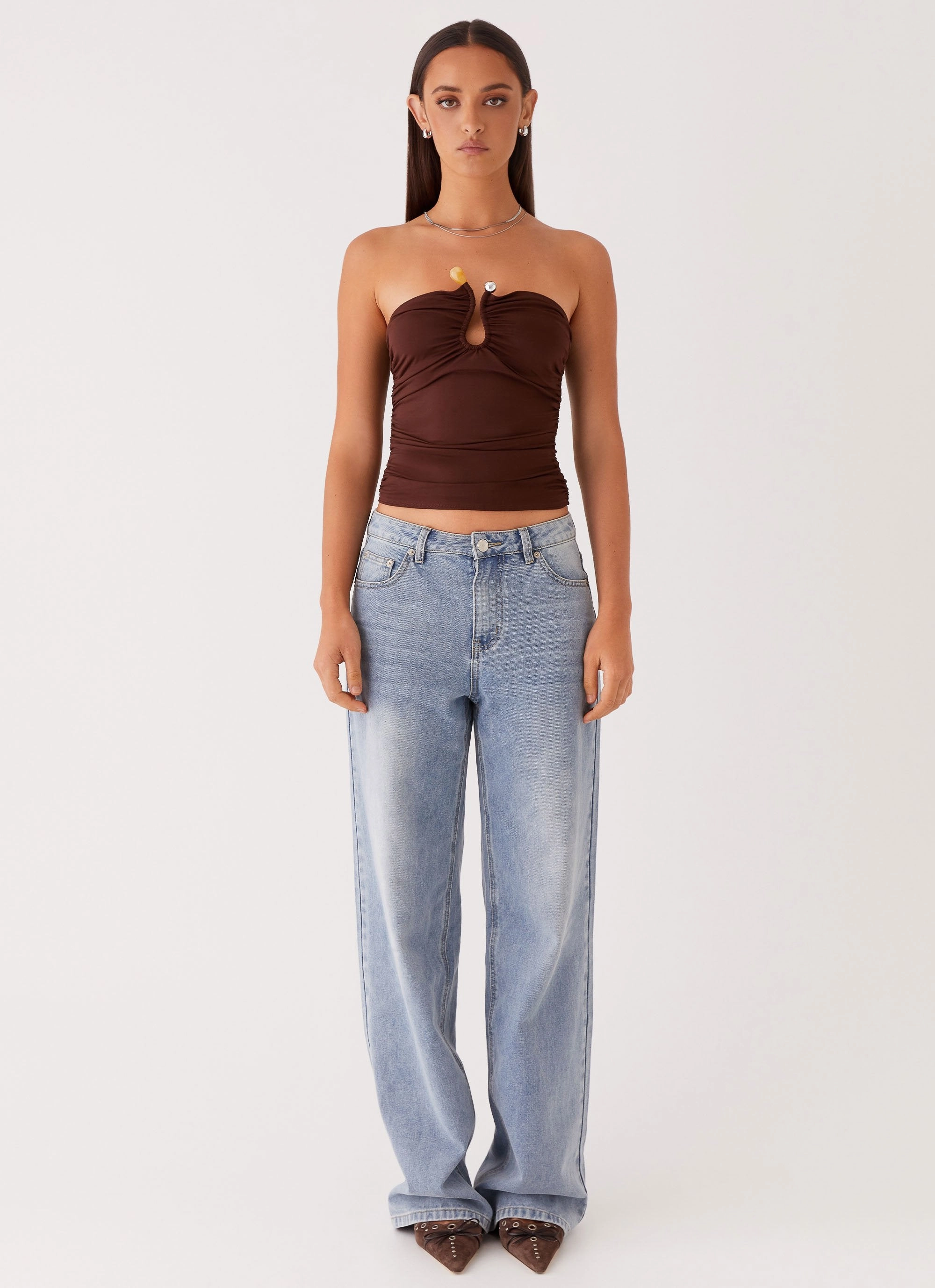 VNeckline Rudy Tube Top - Brown
