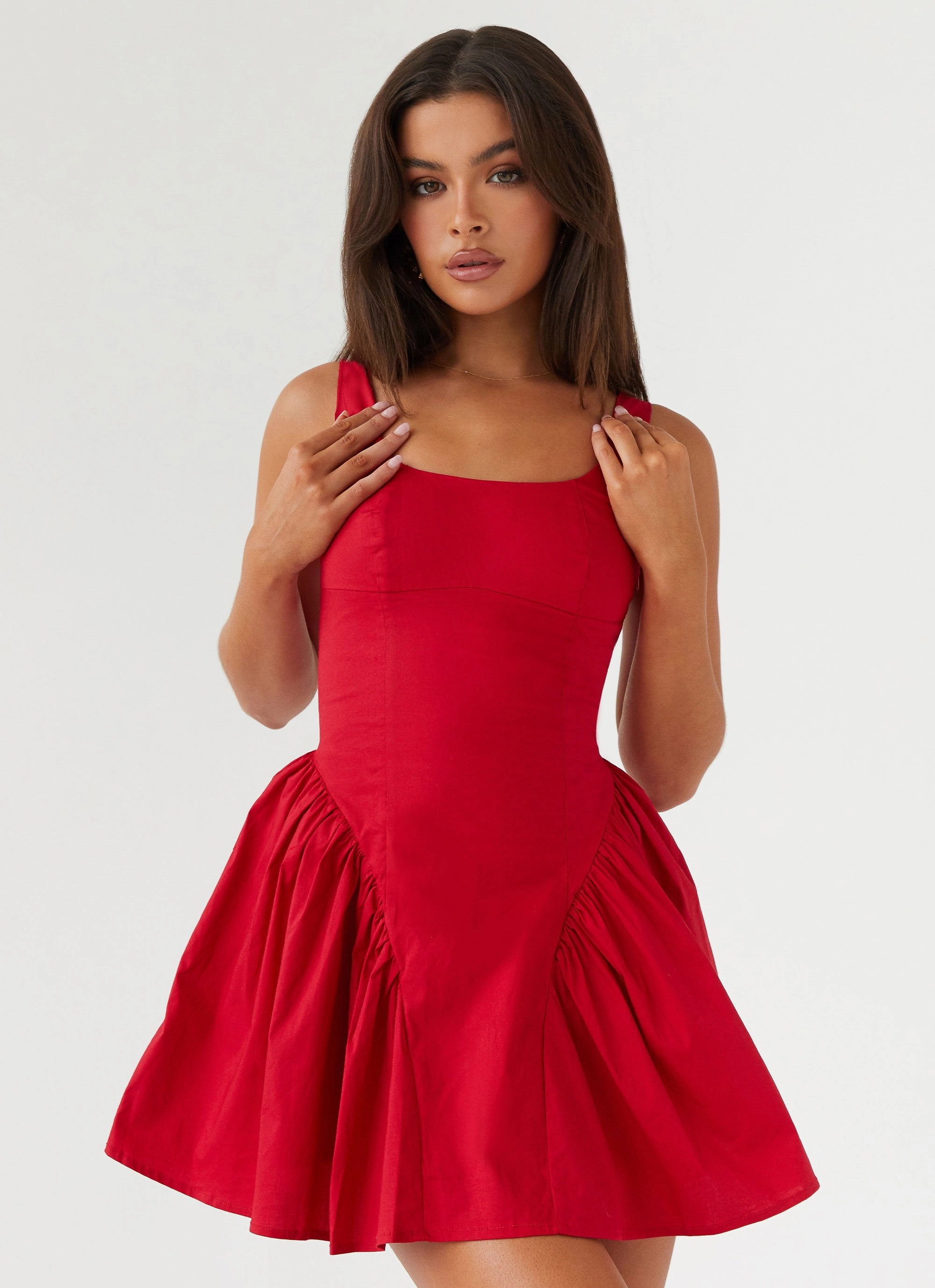 Sassy Soiree Corset Mini Dress - Red Smart Lines