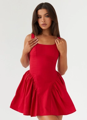 Sassy Soiree Corset Mini Dress - Red Smart Lines