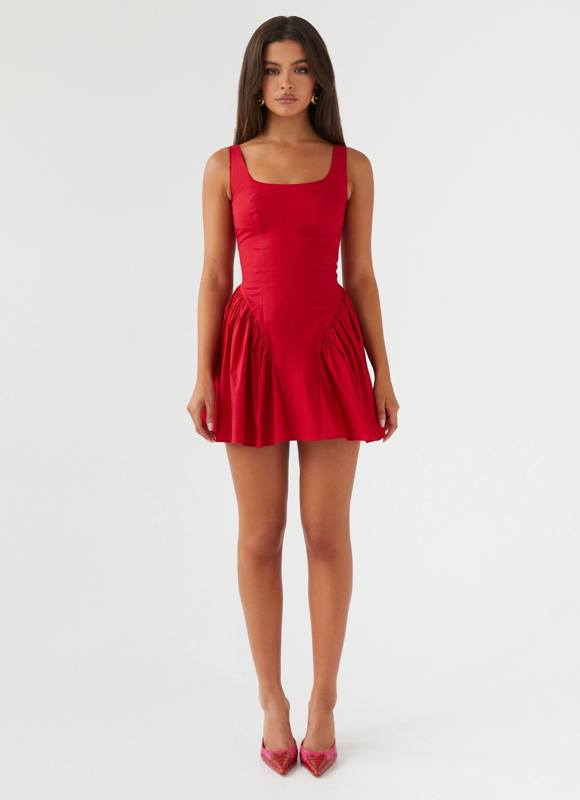 Cool Elegance Casual Core Sassy Soiree Corset Mini Dress - Red