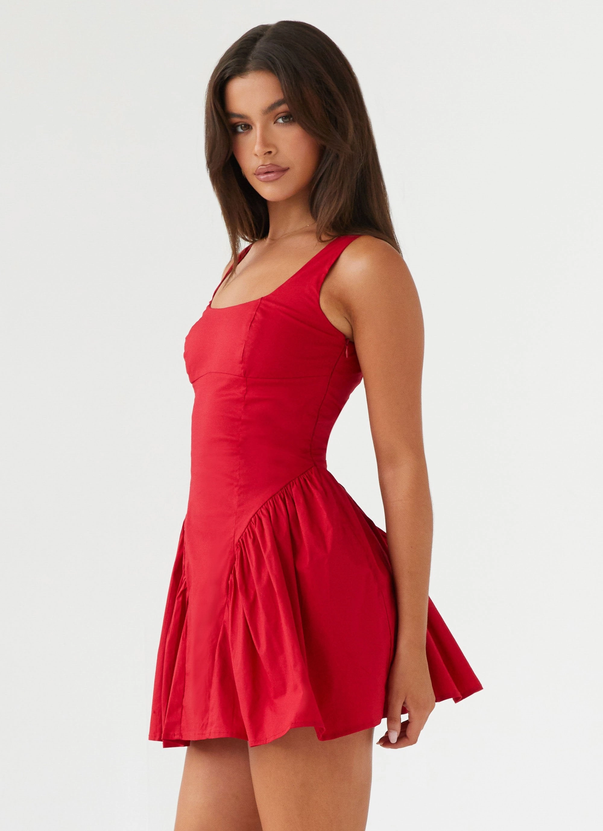 Statement-Piece Street Motion Sassy Soiree Corset Mini Dress - Red