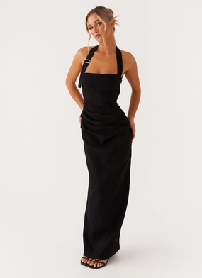 Olive Fresh Rumour Has it Maxi Dress - Black
