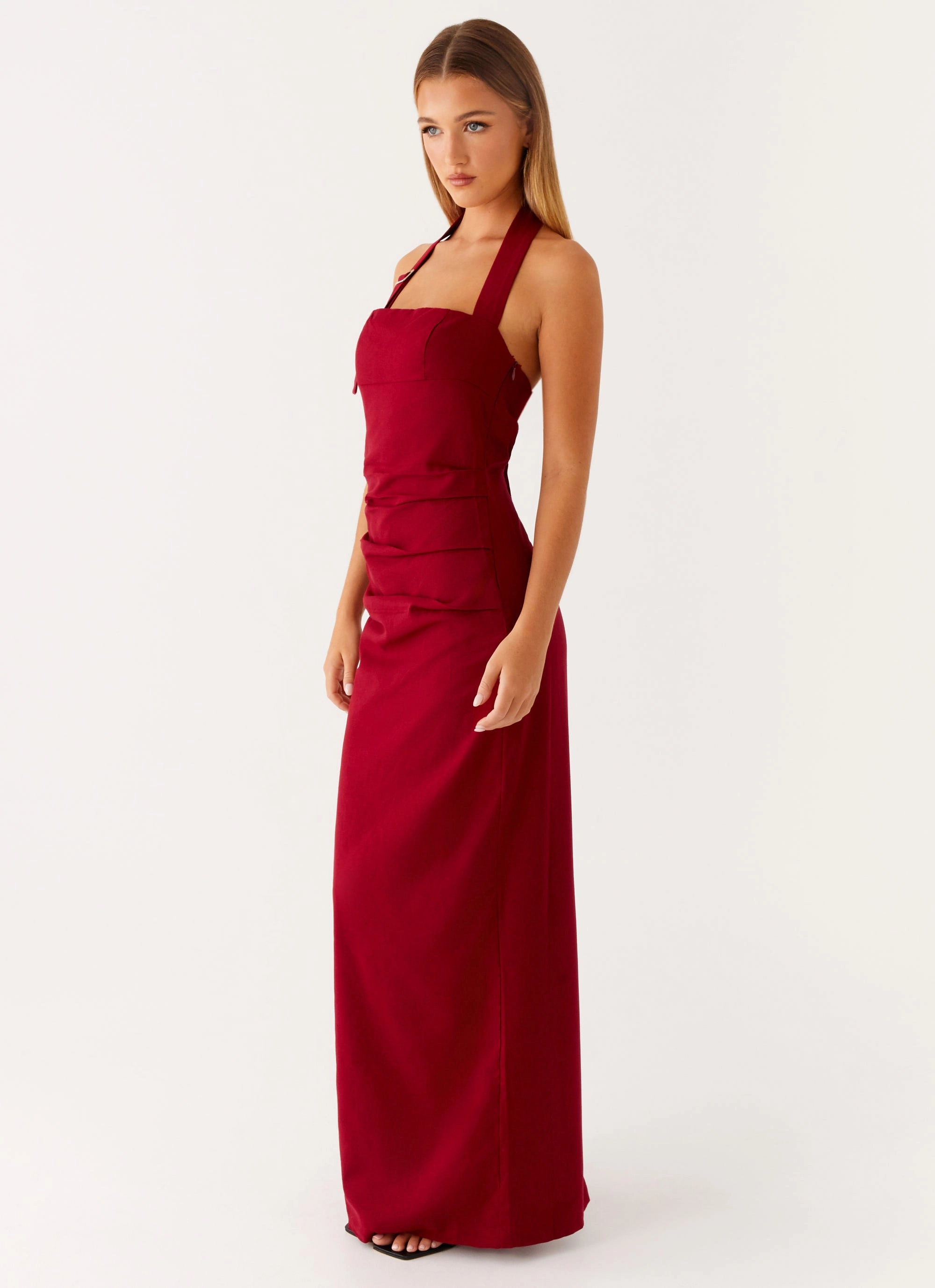 Silky Silhouette Fall Piece Rumour Has it Maxi Dress - Red