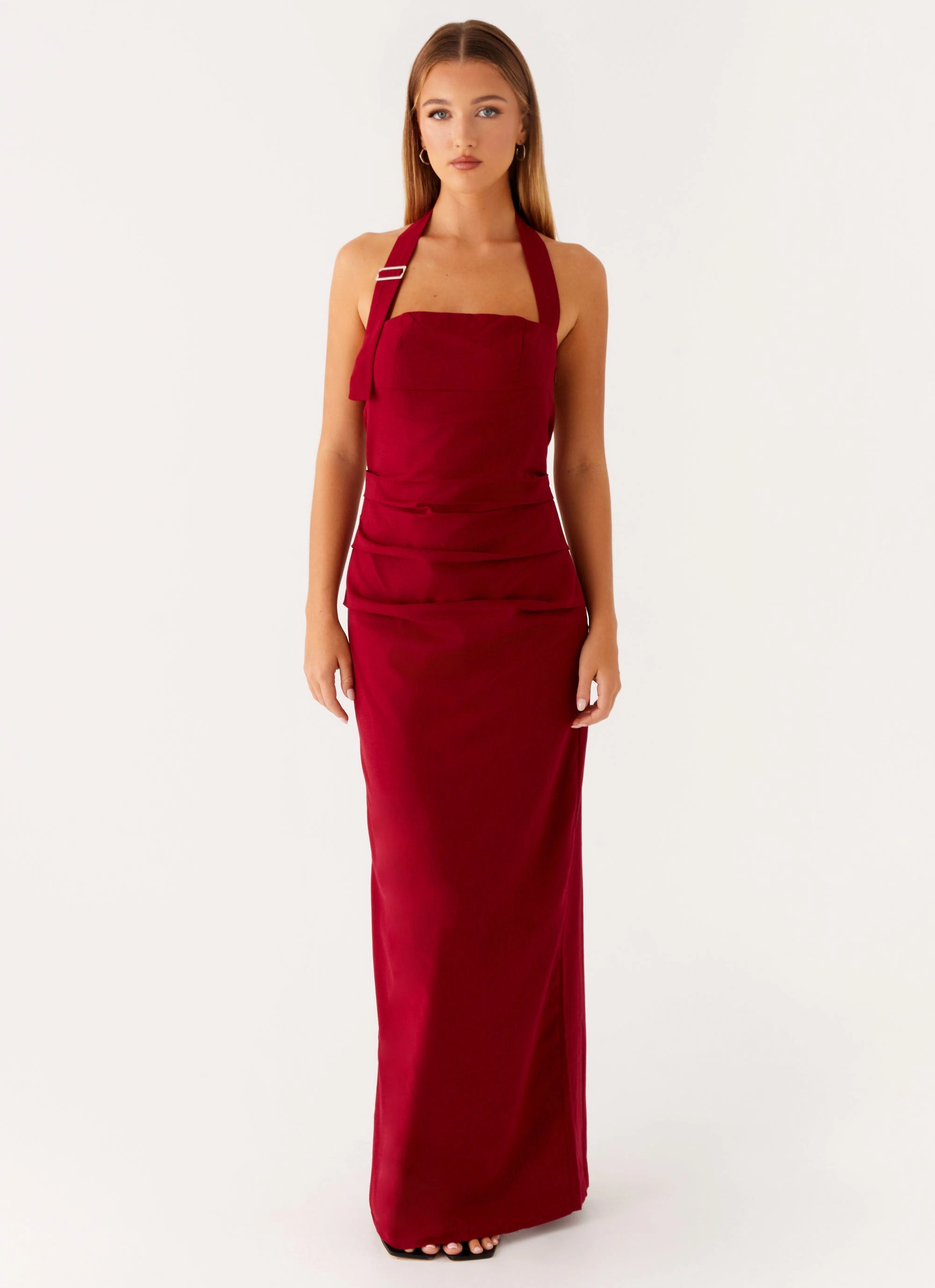 Rumour Has it Maxi Dress - Red Subtle Look