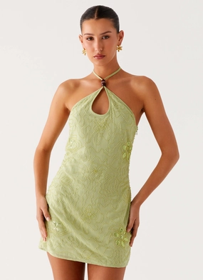 Sophisticated and Relaxed Kiara Beaded Mini Dress - Mint