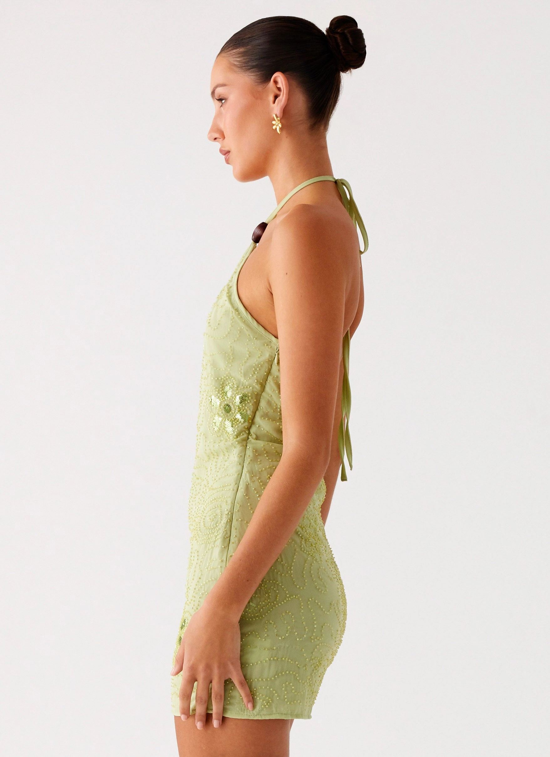 Kiara Beaded Mini Dress - Mint Bold Structure