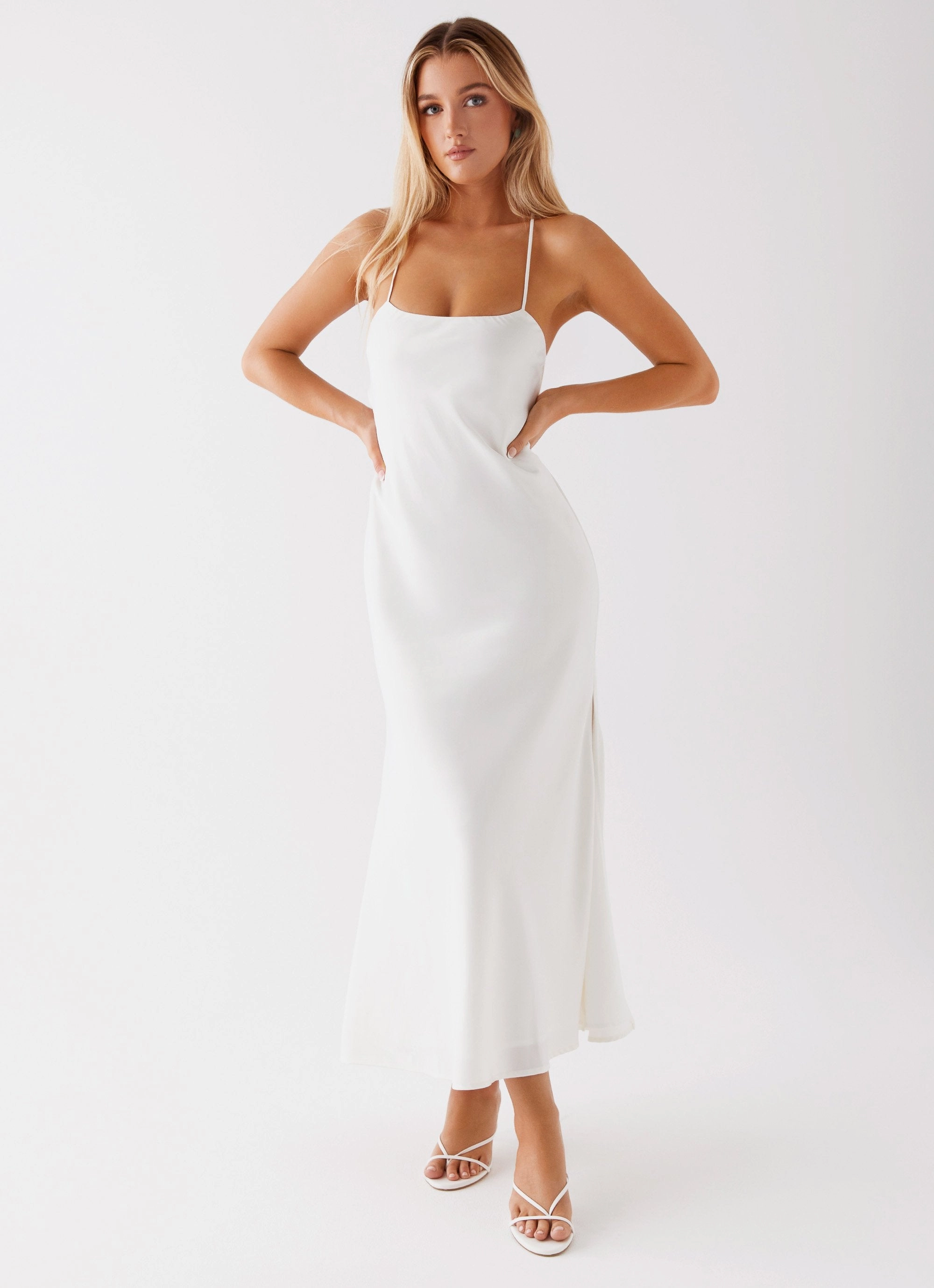 Runway Royalty Maxi Dress - White Elastic Fit