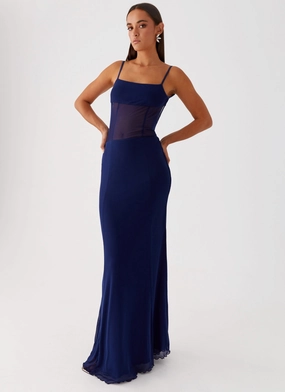 Peach Tone Miranda Maxi Dress - Navy