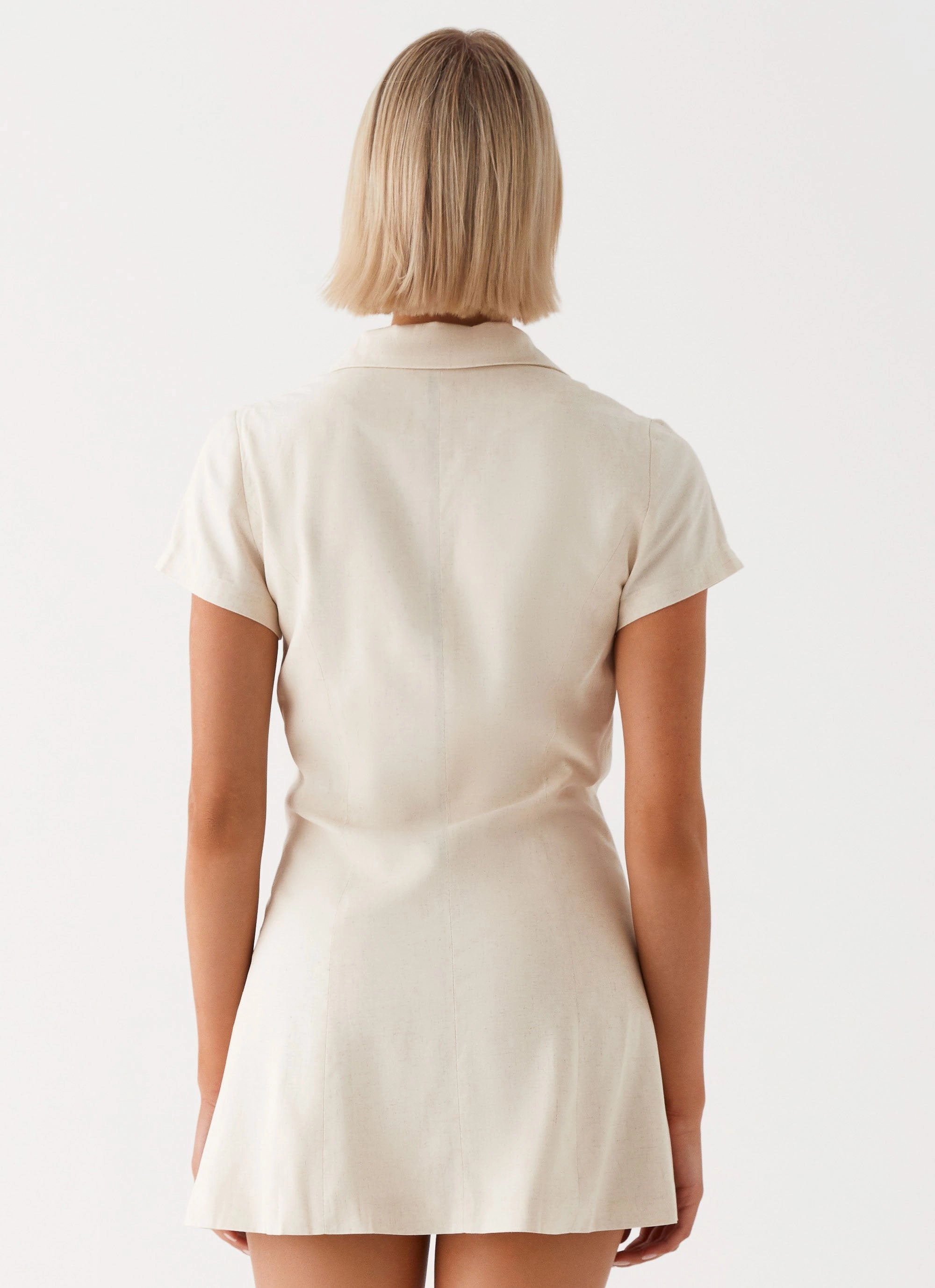Russo Linen Mini Dress - Oatmeal Stylish and Simple