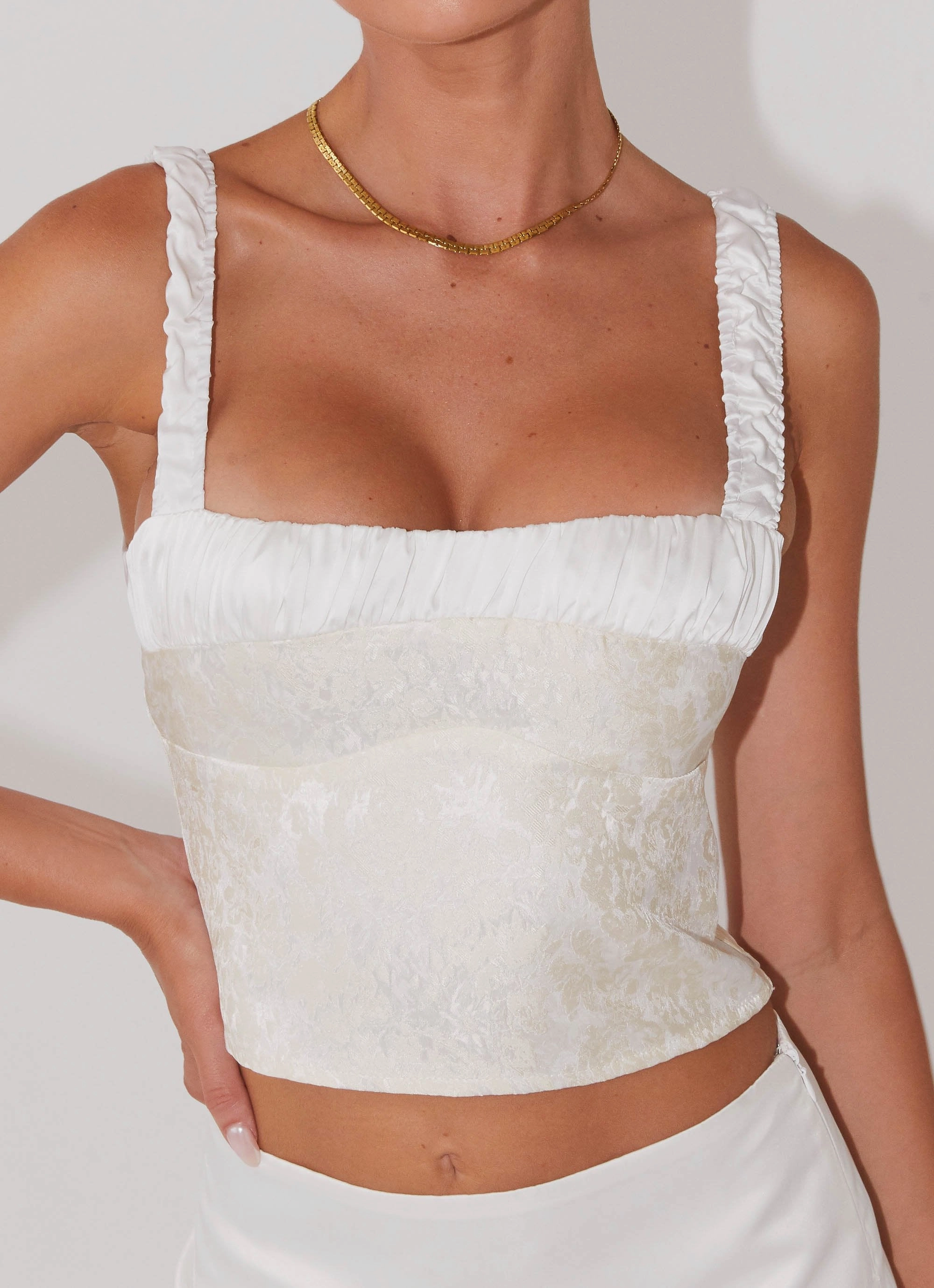 Ryder Bustier Top - Ivory Sky Sporty Tee