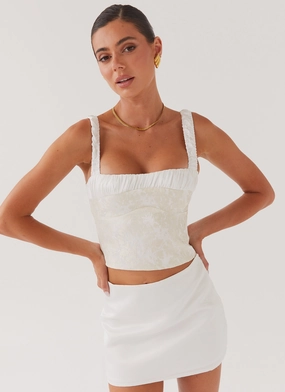 Ryder Bustier Top - Ivory Sky LayeredCuff Comfortable Collar