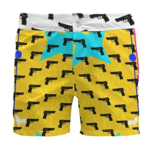 #s111 cnl Board Shorts gun print yello/white,teal