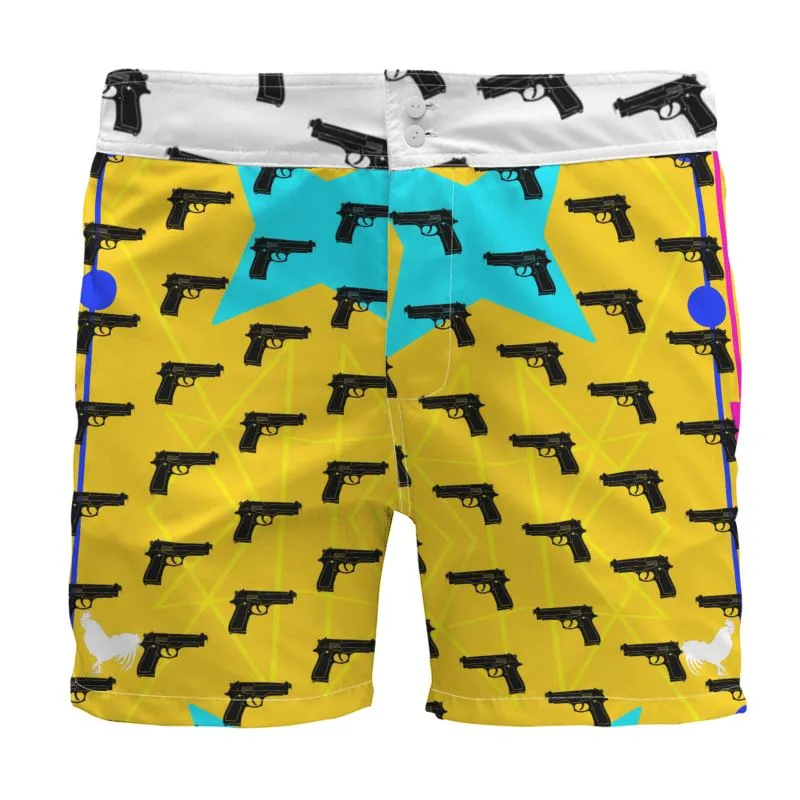 #s111 cnl Board Shorts gun print yello/white,teal