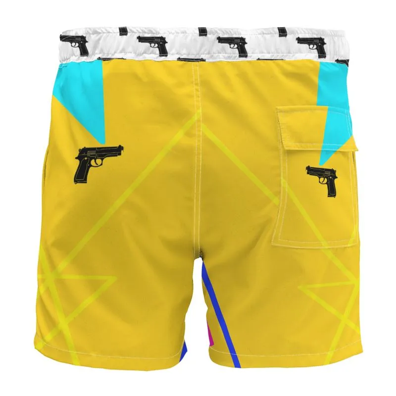 #s111 cnl Board Shorts gun print yello/white,teal
